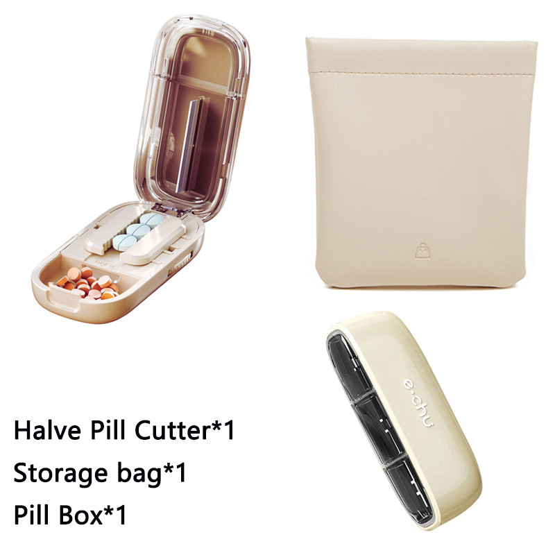 Newest Pill Cutter Storage Box, Portable Drug Tablet Divider, Dustproof Medicine Organizer, Crusher