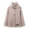 Chocolate Brown Scarf Jacket Women Loose Thick Warm Coat Autumn Winter Casual Office Lady Outwear 2