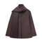 Chocolate Brown Scarf Jacket Women Loose Thick Warm Coat Autumn Winter Casual Office Lady Outwear 3
