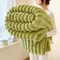 Solid Thickened Wide Striped Flannel Blanket Multifunctional Bed Sheet Cover Sofa Nap Blanket Comfo
