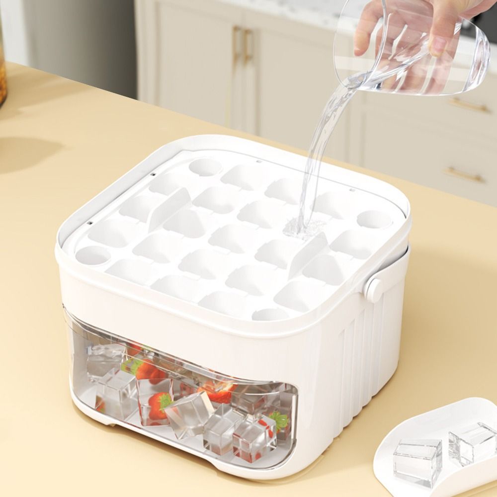 50 Cube Ice Maker Easy Press Cap Ice Cube Maker Double Layer Ice Storage Box Refrigerator Ice Tray 2