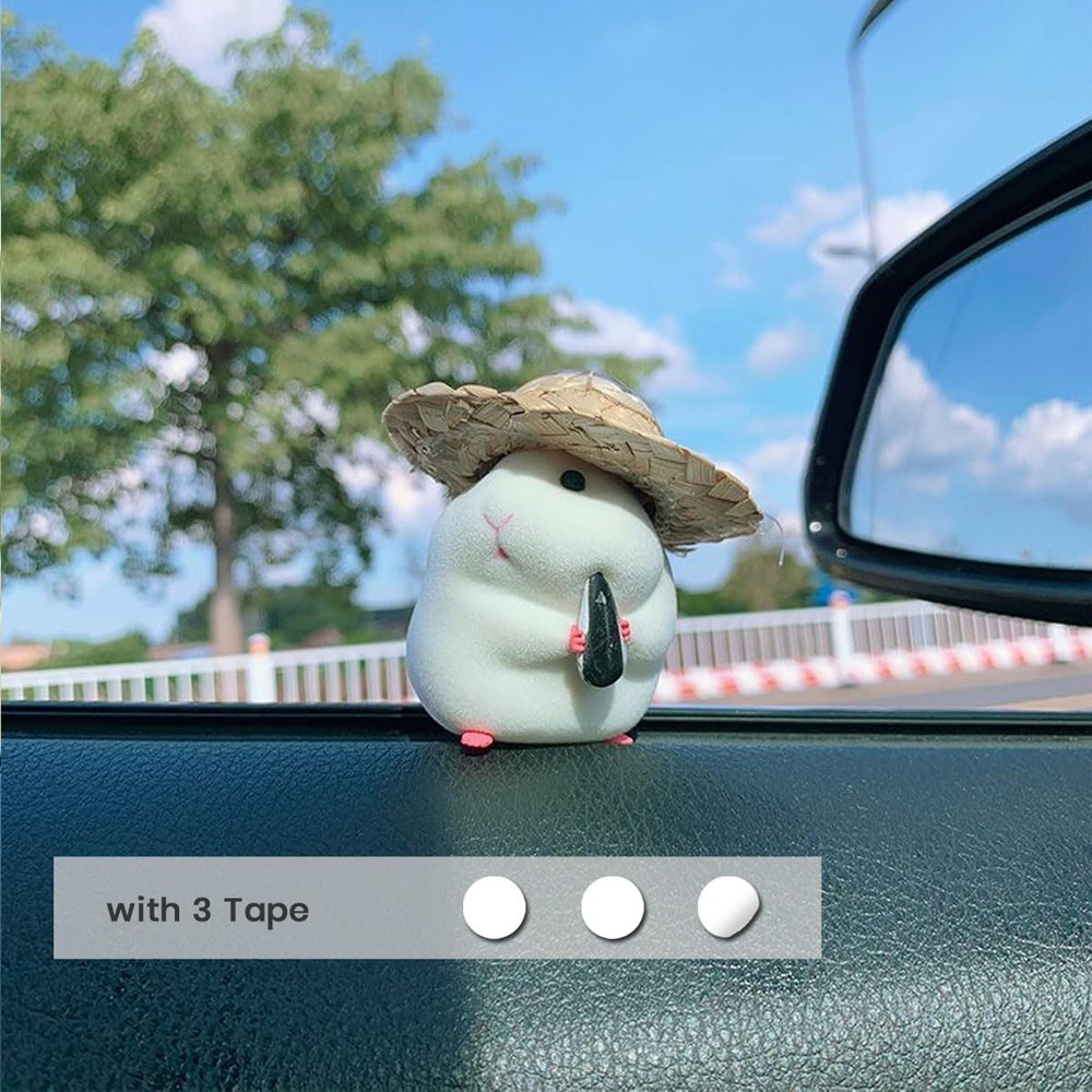 Cute Hamster Car Ornament Straw Hat Dashboard Decoration Auto Interior Dashboard Accessories For Ca 1