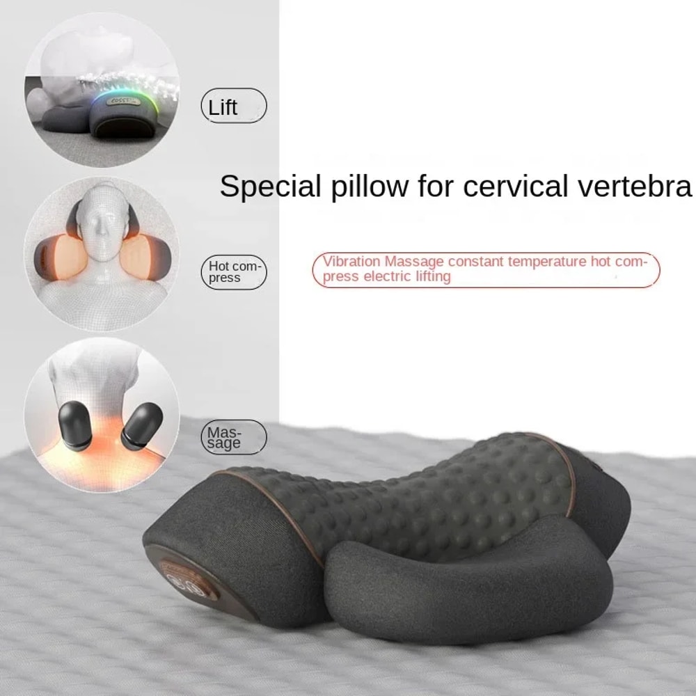 Electric Neck Massager Cervical Pillow Hot Compress Neck Stretch Heating Vibration Back Traction 2