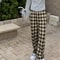 Fashion Warm Plush Pants Cashmere Thick Plaid Ladies Winter Casual Loose Widelegged Pants For Stree 12