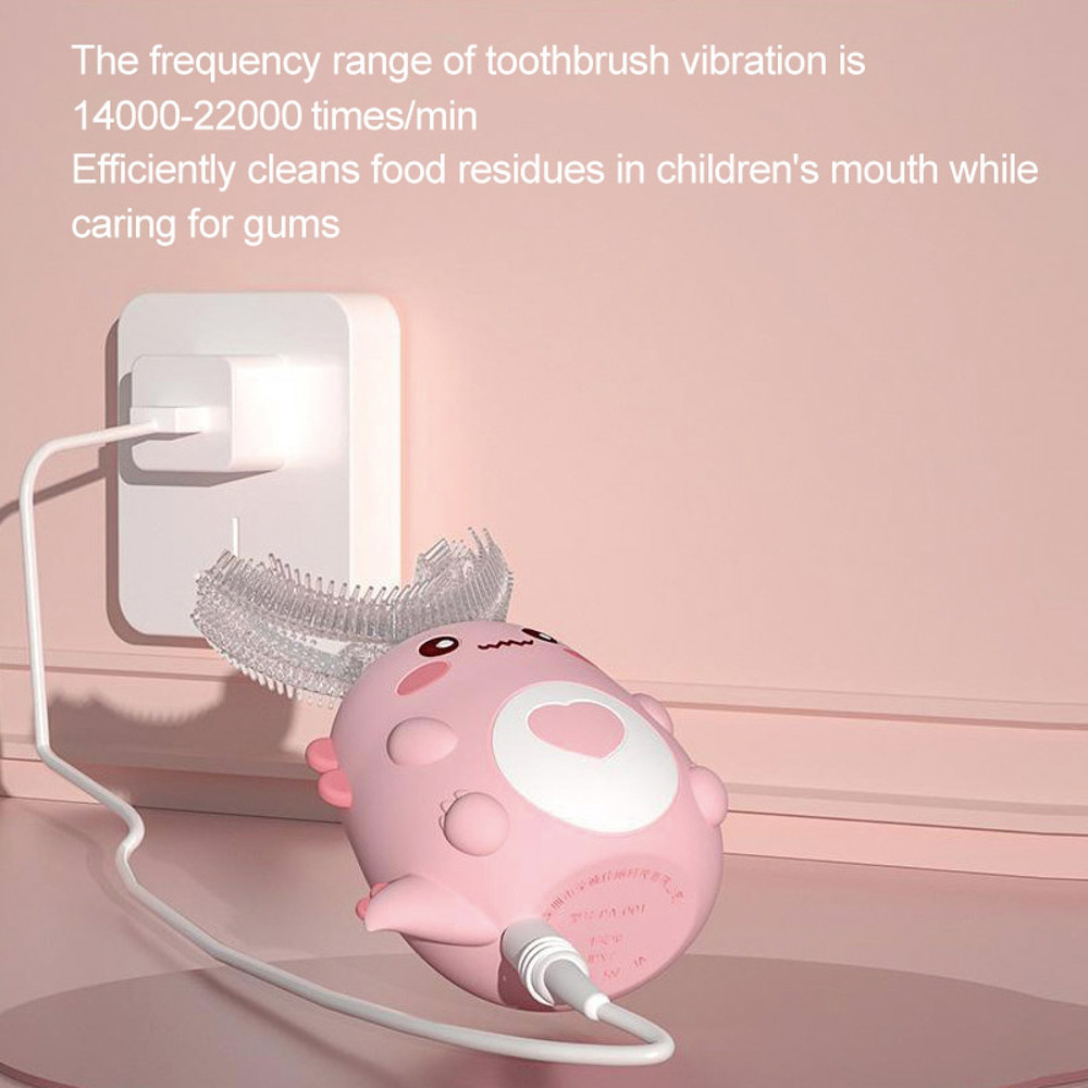 Children Ushaped Electric Toothbrush Smart Cartoon Kids Silicone Automatic Rechargeable Sonic Tooth 4