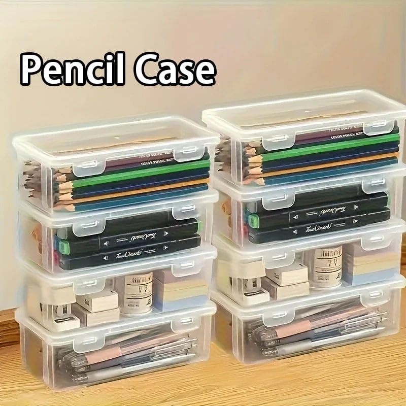 Plastic Translucent Pencil Case Box PP Multifunction Organizer For School Supplies And Office Use 3