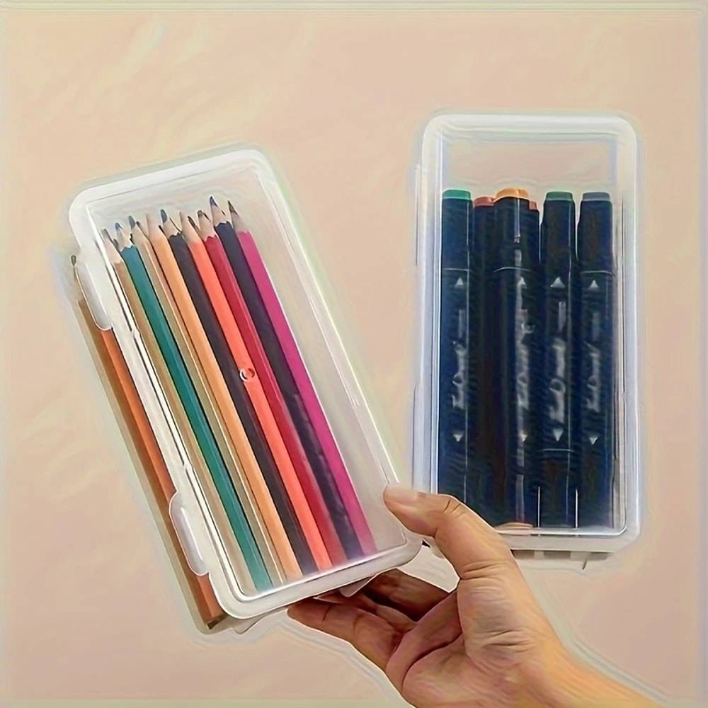 Plastic Translucent Pencil Case Box PP Multifunction Organizer For School Supplies And Office Use 0