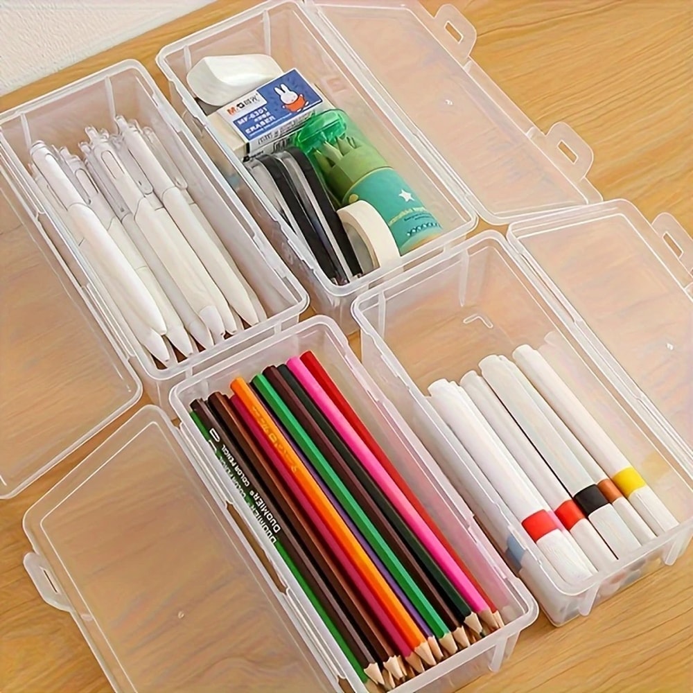 Plastic Translucent Pencil Case Box PP Multifunction Organizer For School Supplies And Office Use 1