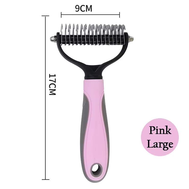 Pet Deshedding Brush Double Sided Grooming Tool Shedding And Dematting Stainless Steel Dog Comb For 9