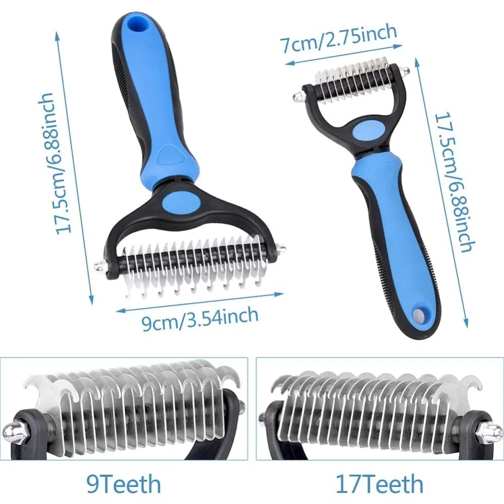 Pet Deshedding Brush Double Sided Grooming Tool Shedding And Dematting Stainless Steel Dog Comb For 3