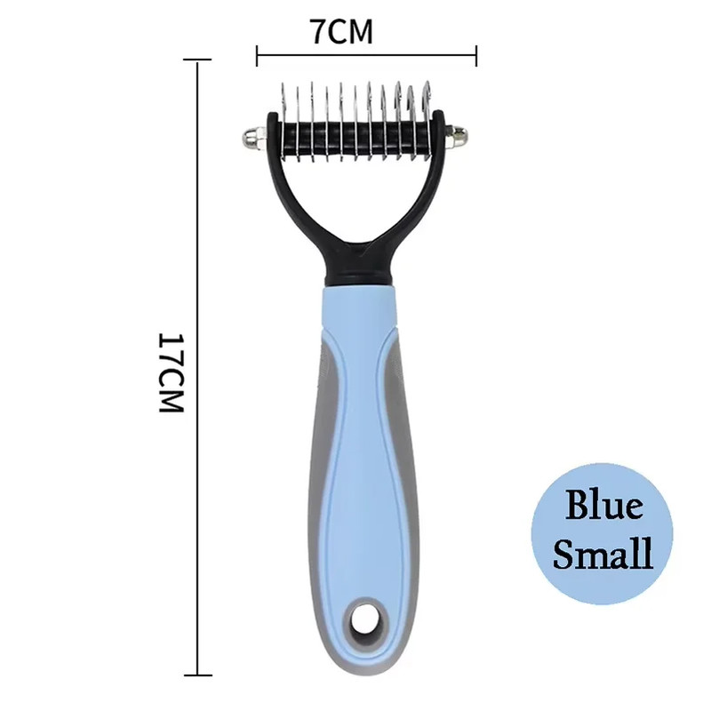 Pet Deshedding Brush Double Sided Grooming Tool Shedding And Dematting Stainless Steel Dog Comb For 6
