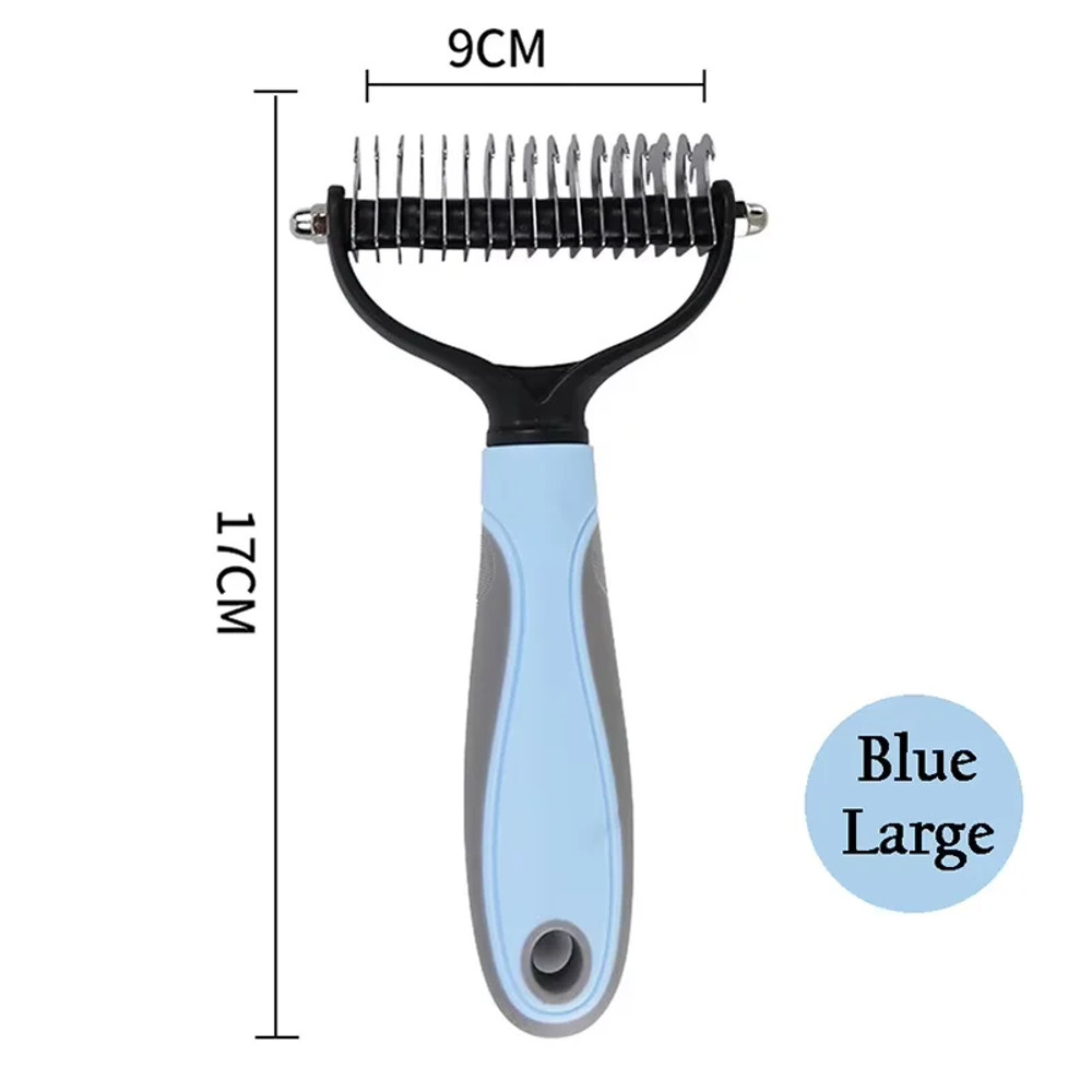 Pet Deshedding Brush Double Sided Grooming Tool Shedding And Dematting Stainless Steel Dog Comb For 7