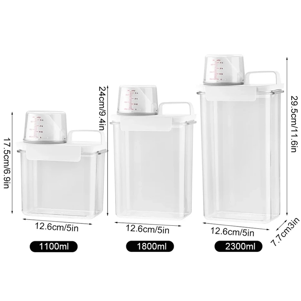 Airtight Laundry Detergent Powder Storage Box Jar Large Capacity Bleach Storage Container Measuring 3