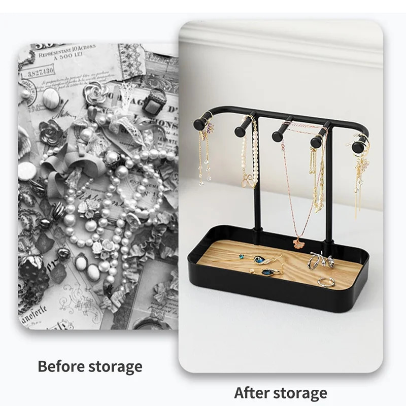 Fashion Jewelry Display Rack For Earrings Necklaces Rings Bracelets Black And White Jewelry Storage 4