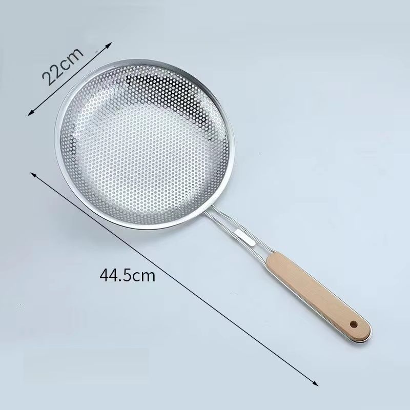 Stainless Steel Skimmer Wooden Handle Fine Mesh Perforated Filter Kitchen Tool For Hot Pot And Grea 7