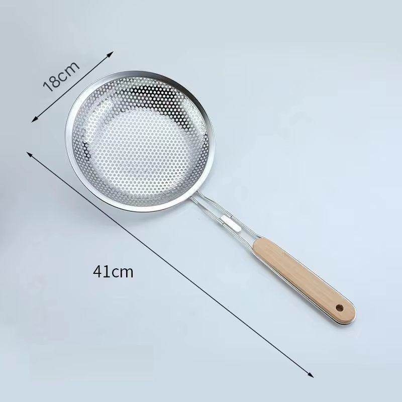 Stainless Steel Skimmer Wooden Handle Fine Mesh Perforated Filter Kitchen Tool For Hot Pot And Grea 6