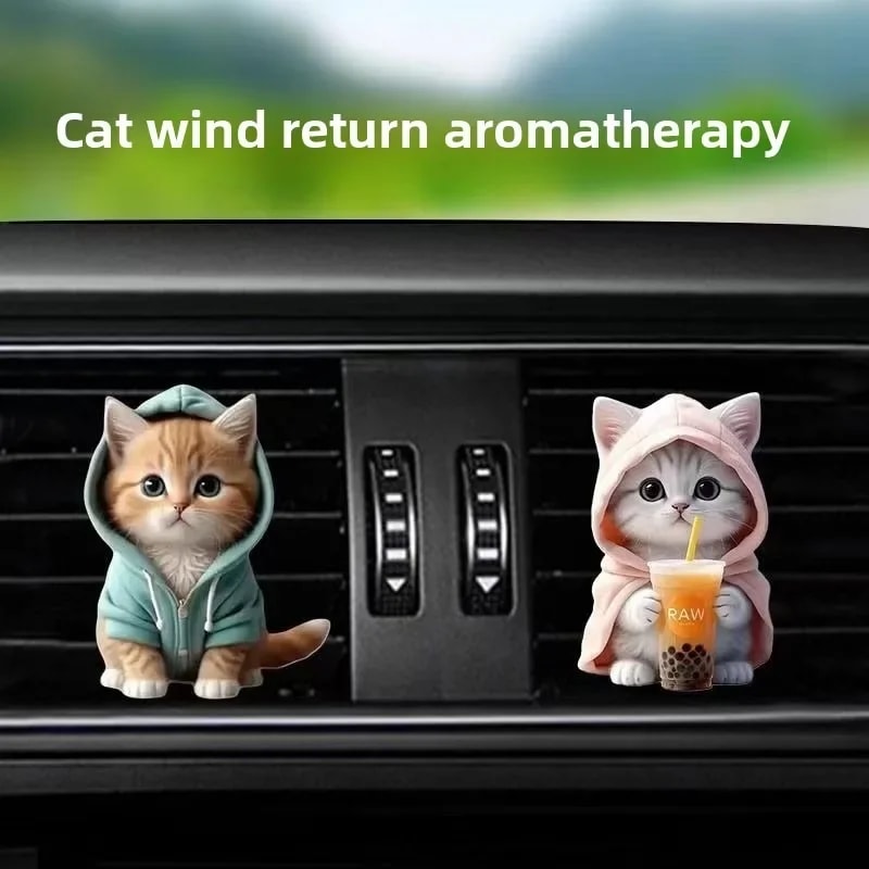 Hoodie Kitten Ventilating Clip Car Decoration LongLasting Fragrance Aromatherapy Acrylic Accessorie 2