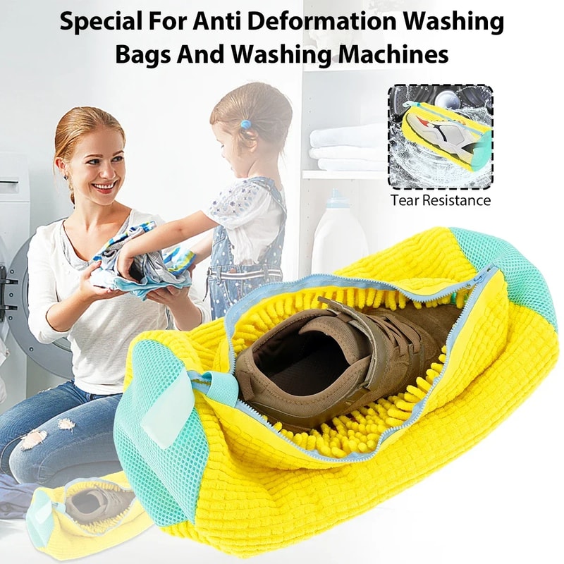 Washing Shoes Bag Protector Fluffy Fibers Polyester Laundry Shoe Washing Machine Bag Durable Sneake 1