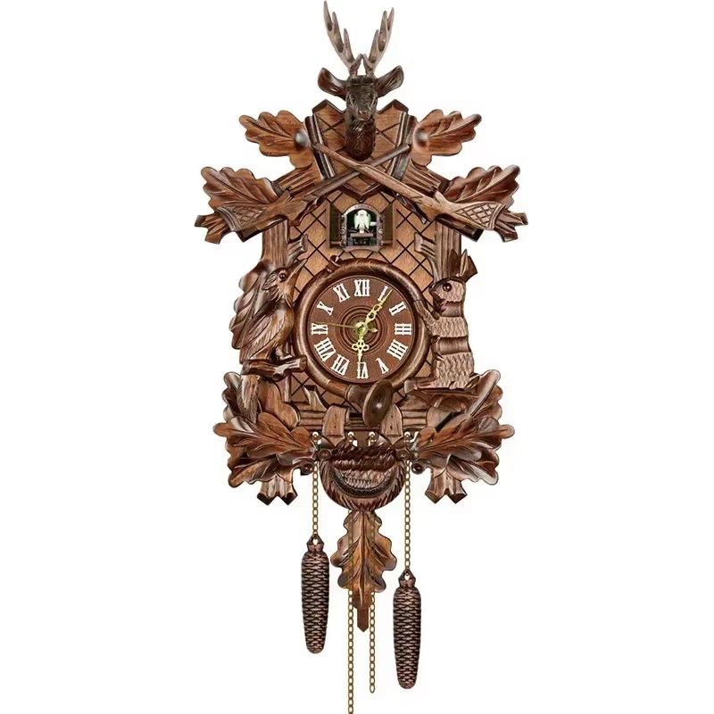 Wooden Hanging Wall Clock Bird Alarm Clock Cuckoo Clocks For Home Kids Room Decoration 0
