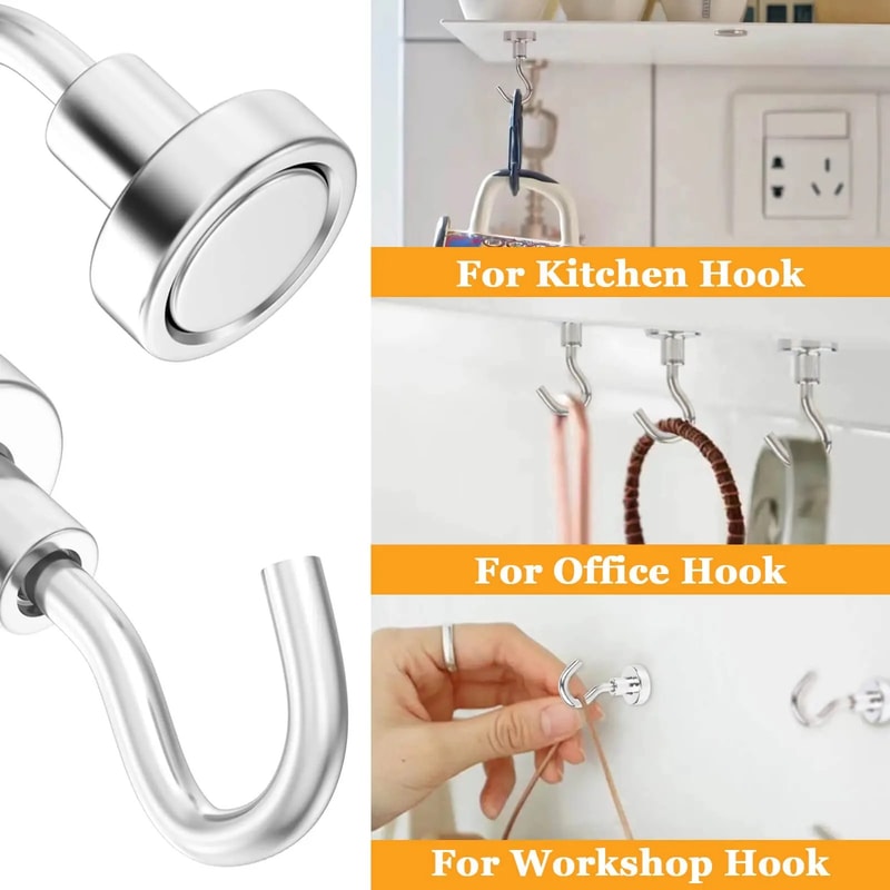 Powerful Magnetic Hook Strong Neodymium Magnets For Fridge Practical LoadBearing Hook Kitchen Bar U 3