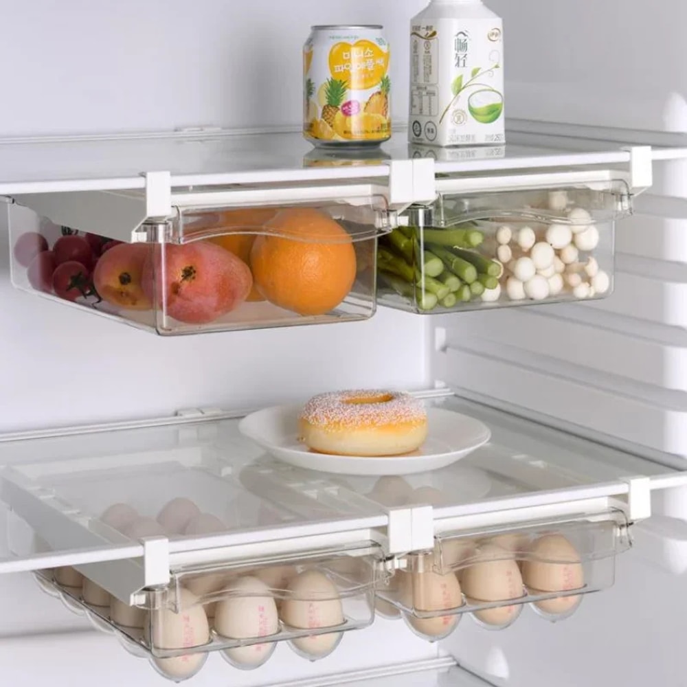 Refrigerator Drawer Style Food Storage Box, Sliding Plastic Cooking Container, Fruit Packaging Machine Shelf Support