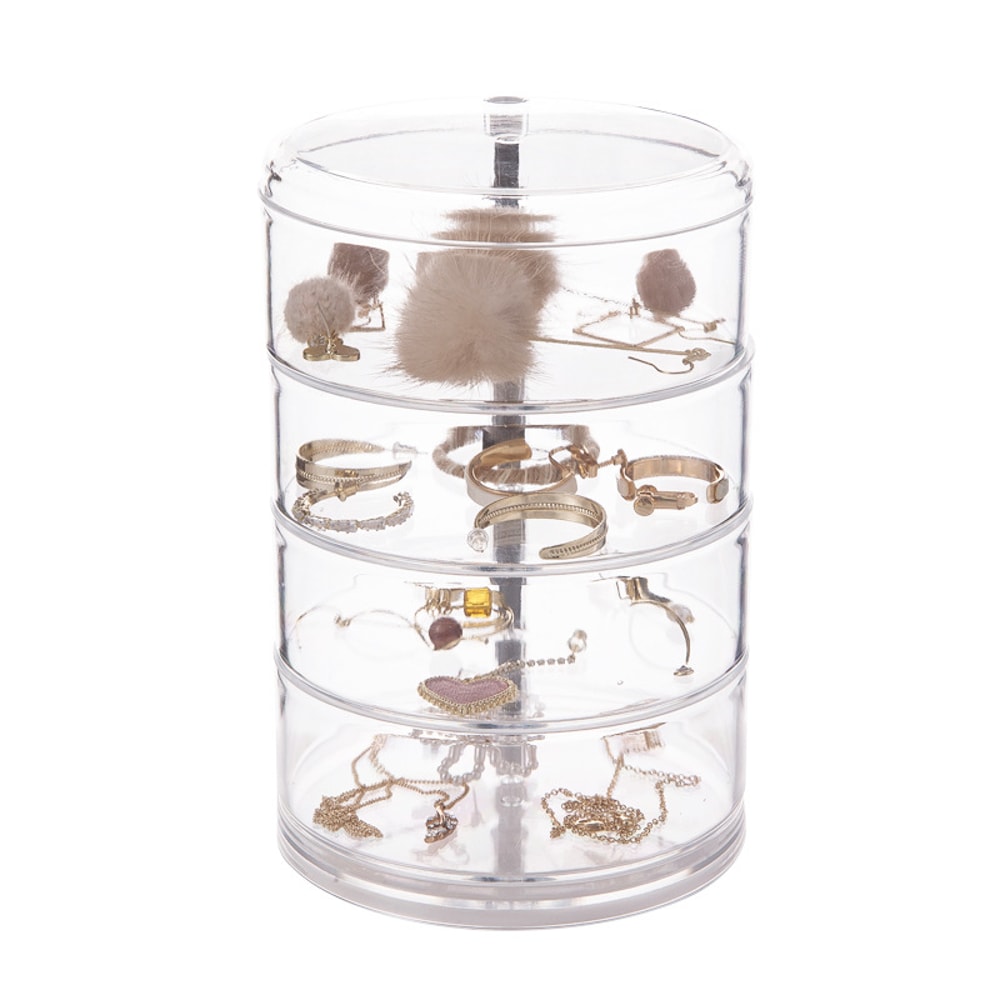 Transparent Organizer Box Dust Proof Waterproof Large Capacity Rotatable Jewelry And Cosmetics Stor