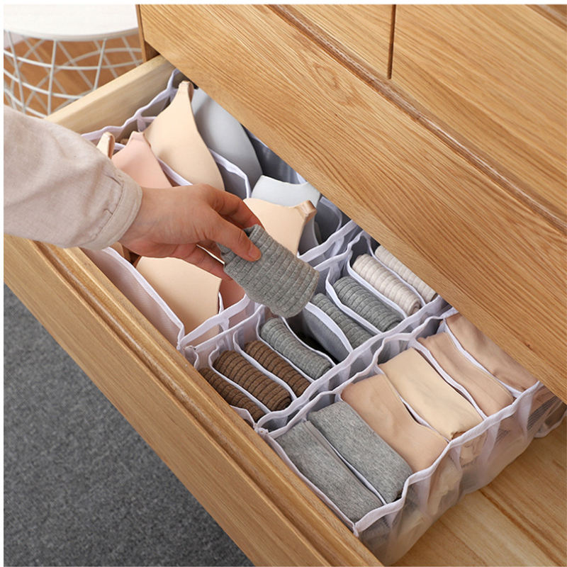 Compartments Underwear Storage Box Drawer Style Fabric Mesh Partition For Home Bra And Sock Cabinet 2