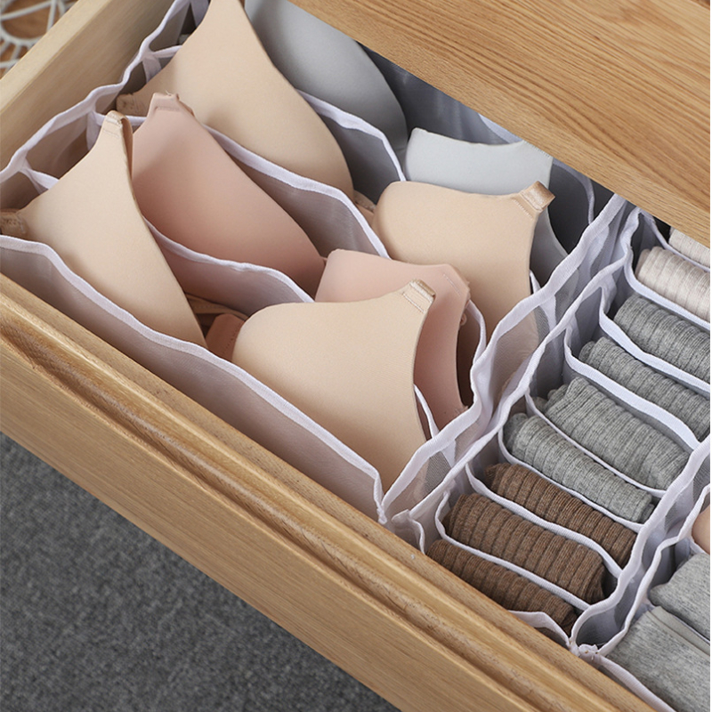 Compartments Underwear Storage Box Drawer Style Fabric Mesh Partition For Home Bra And Sock Cabinet 3