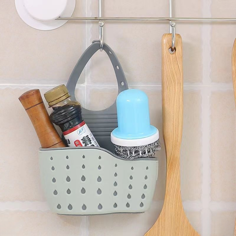 Home Storage Drain Basket Adjustable Kitchen Sink Holder Hanging Drain Basket Soap Sponge Shelf Acc 2