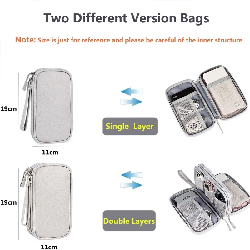 Data Cable Storage Bag Waterproof Travel Organizer Bag USB Charger Case Portable Layers Carry Bag C 2