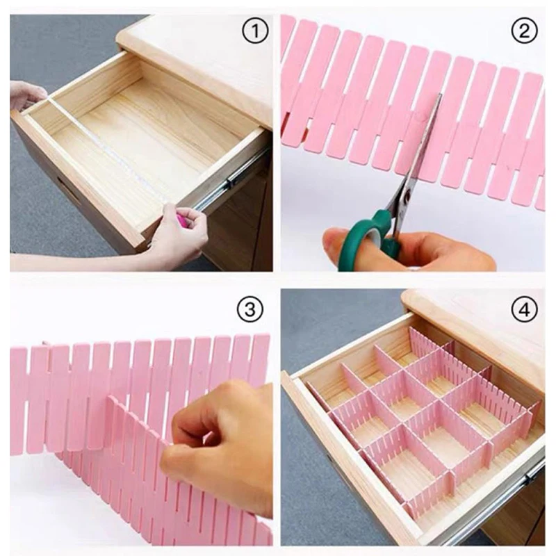 Adjustable Storage Partition Board Plastic Drawer Divider Combination Partition Board Space Saving 3