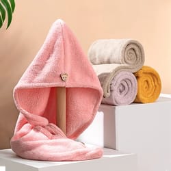 microfiber hair towel, super absorbent hair towel, fast drying hair wraps, care cap button, women bathroom accessories