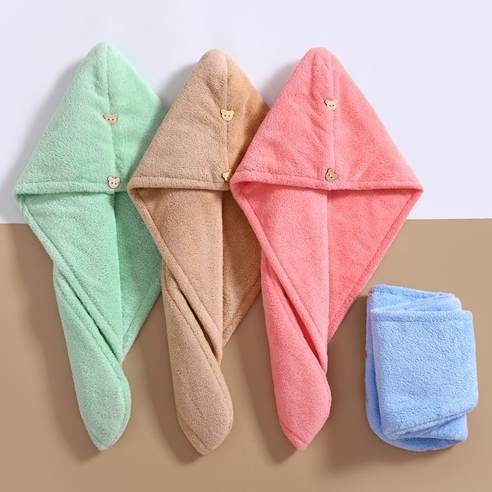 Microfiber Hair Towel Super Absorbent Hair Towel Fast Drying Hair Wraps Care Cap Button Women Bathr 1