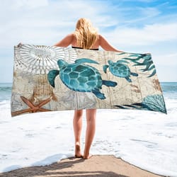 turtle beach towel, quick drying, stain and sand resistant, multi-purpose holiday beach towel