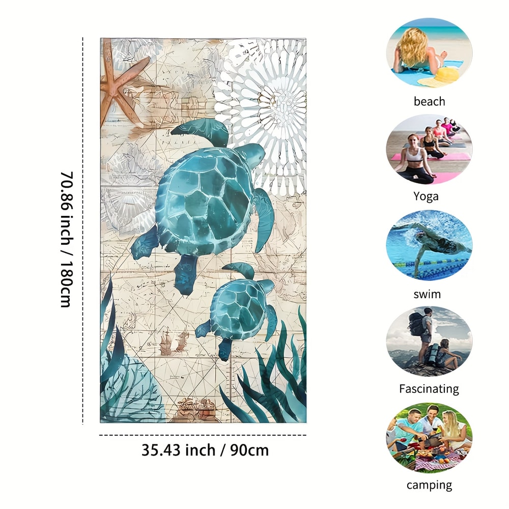 Turtle Beach Towel, Quick Drying, Stain and Sand Resistant, Multi-purpose Holiday Beach Towel