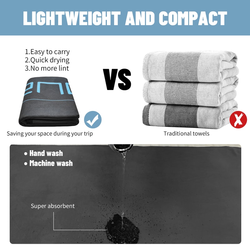 AQUA Microfiber Quick Dry Sports Towel Soft Lightweight Compact Travel Towel For Sweat Ultra Absorb 4