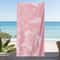 Pink Cartoon Turtle And Jellyfish Beach Towel Polyester Fabric Rectangular Design For Summer Travel 3