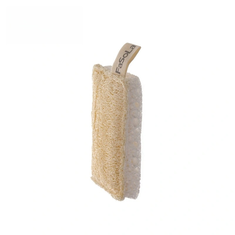 Wood Pulp Cotton Dishwashing Cloth, Natural Loofah, Double-Sided Scrubbing Rag for Household Cleaning