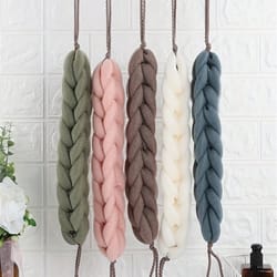braided mesh back scrubber with rope handle, long-reach exfoliating body sponge for shower and skin care