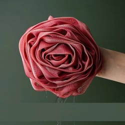 rose flower bath flower foaming net, soft mesh bath sponge ball, exfoliating body cleaner lanyard design