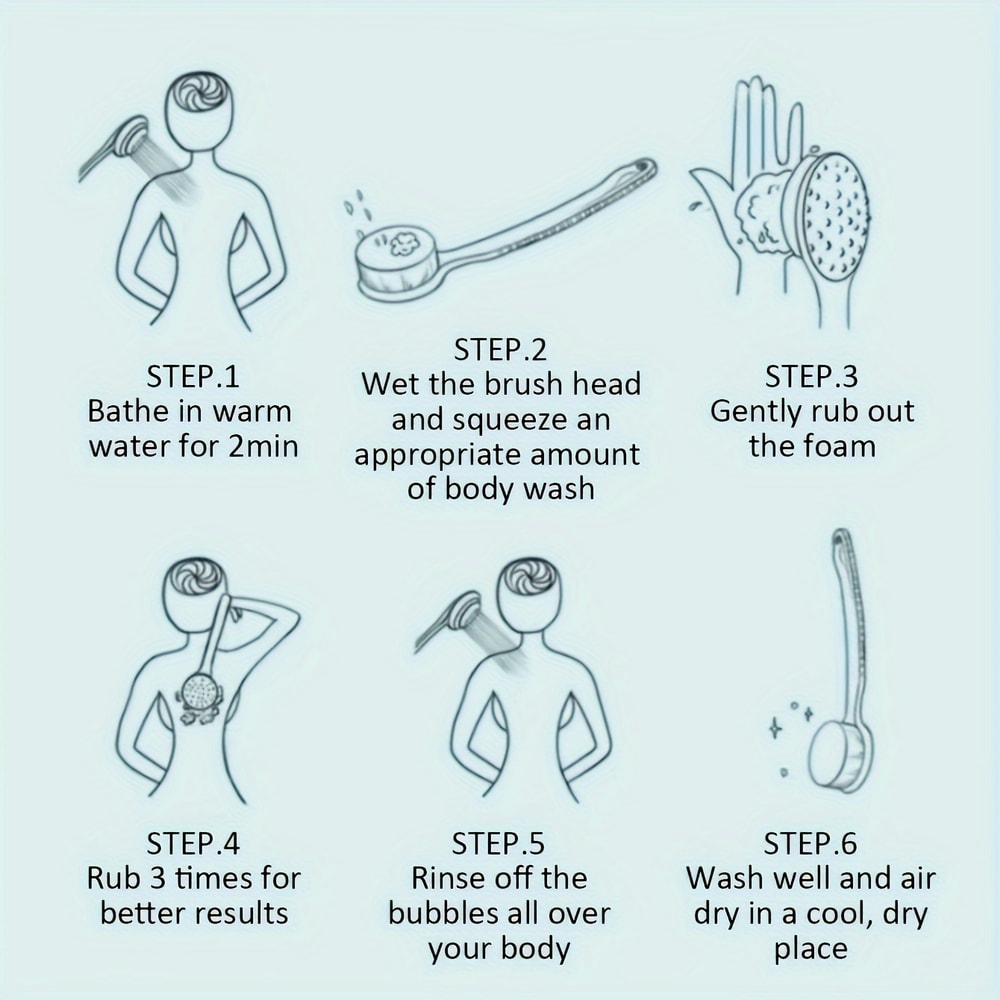 Soft Body Scrubber, Long Handle Bath Brush, Exfoliating Scrub, Skin Massager, Cleaning Brush, Bathroom Accessories