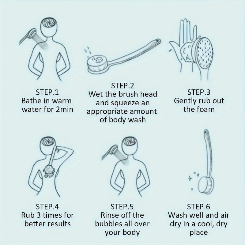 Soft Body Scrubber, Long Handle Bath Brush, Exfoliating Scrub, Skin Massager, Cleaning Brush, Bathroom Accessories