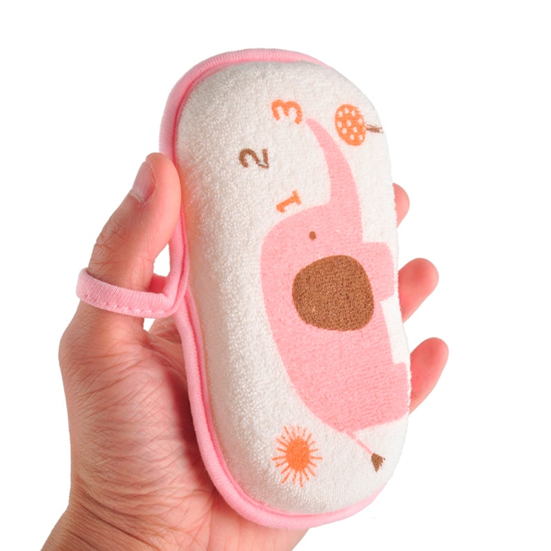 Cute Kids Baby Cotton Shower Bath Sponge Rub Cartoon Elephant Body Wash Towel Soft Sponge For Infan 0
