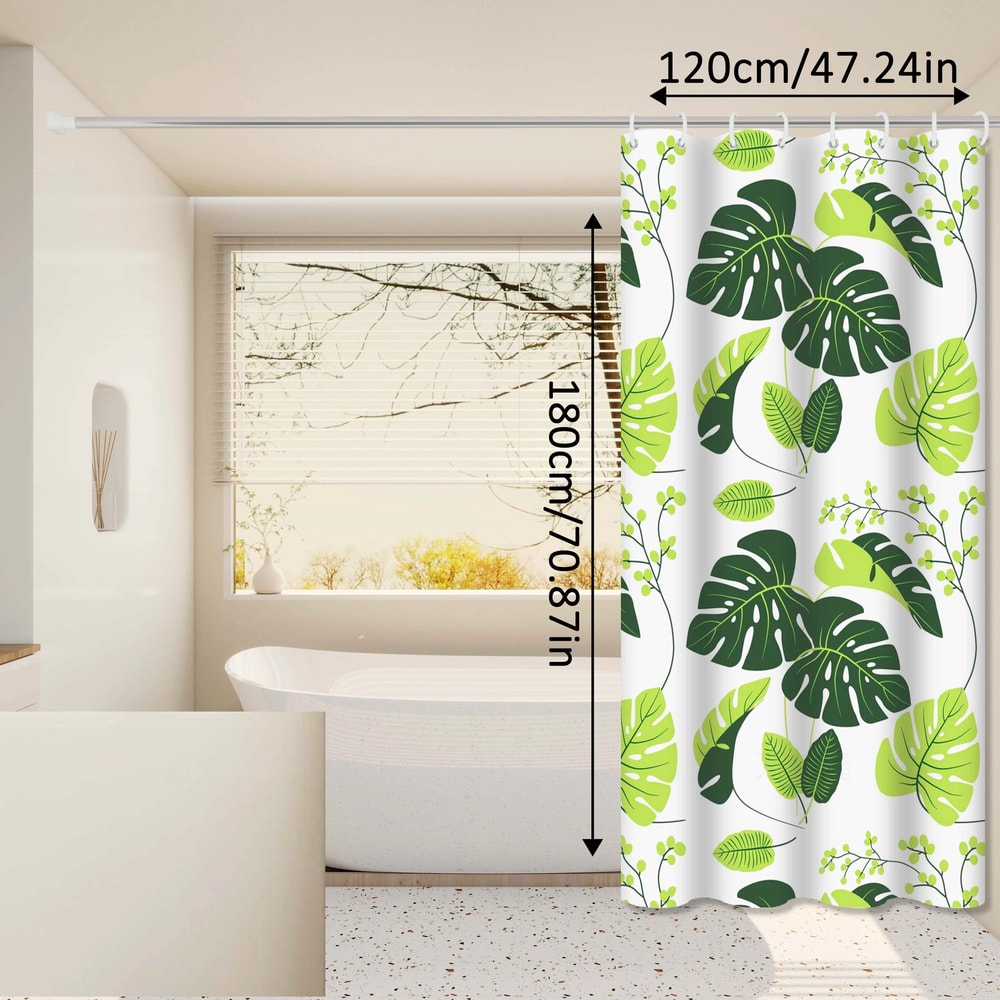 Fresh And Natural Style Turtle Leaf Bathroom Curtain Green Bathroom Space Blocks Privacy And Aesthe 1