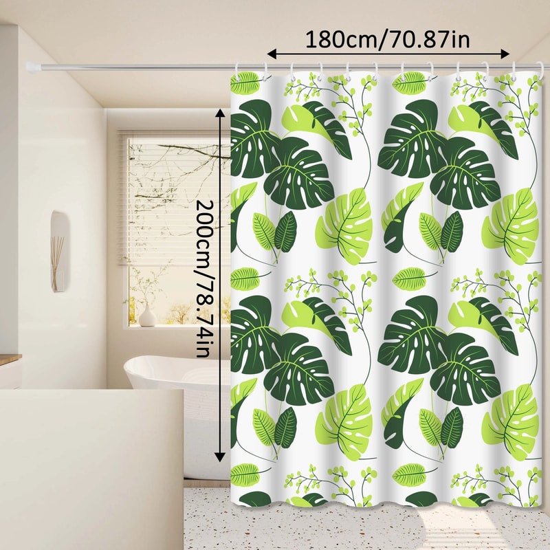 Fresh And Natural Style Turtle Leaf Bathroom Curtain Green Bathroom Space Blocks Privacy And Aesthe 4