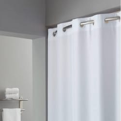 minghe no hook shower curtain, heavy duty cloth, hotel quality fabric bathroom shower curtain