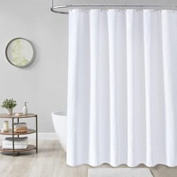 white polyester waffle shower curtain waterproof solid color toilet curtain, no drilling summer shower curtain for hotel