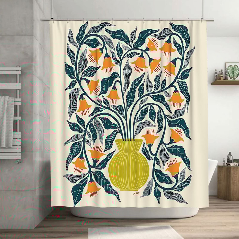 Elegant Floral Bouquet Shower Curtain, Eco-Friendly Fabric for Nature-Inspired Bathroom Decor, Non-Toxic, Spring Vibes