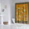 Yellow Retro Floral Pattern Printed Shower Curtain Partition, Bathroom Waterproof and Mildew Proof