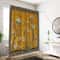 Yellow Retro Floral Pattern Printed Shower Curtain Partition, Bathroom Waterproof and Mildew Proof